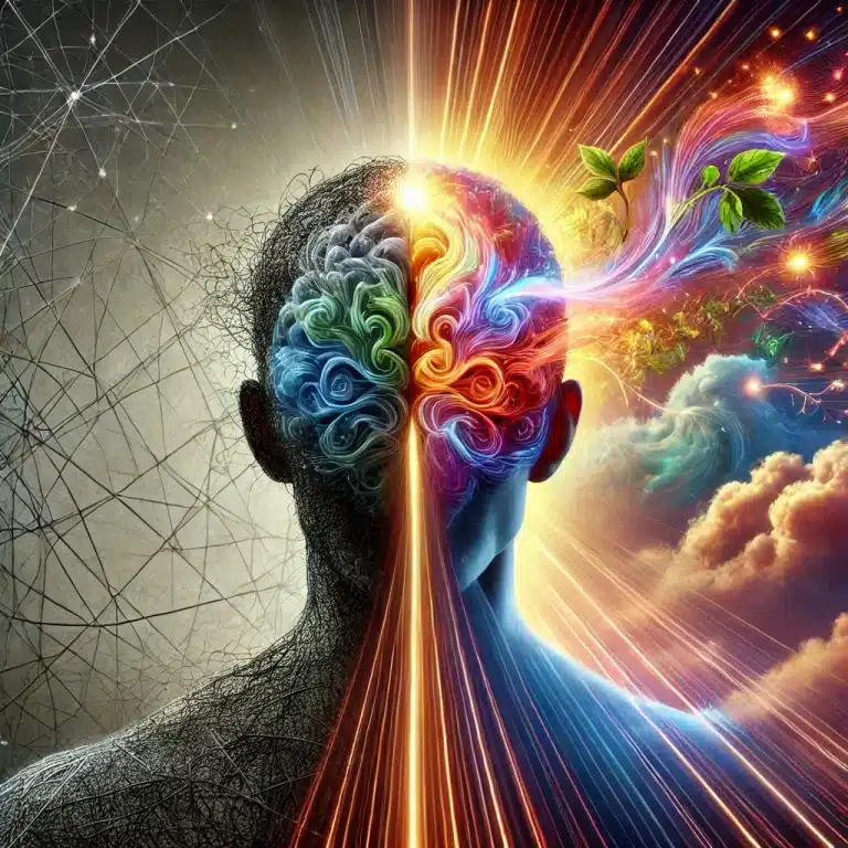 Visualisierung von Mindset Shift in bunten Farben. Mindset & Longevity hängen zusammen