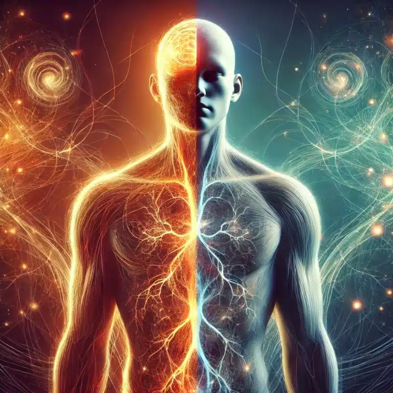 Visualisierung von Sympathikus & Parasympathikus – autonomes Nervensystem steuert Stressreaktion & Entspannung für Gesundheit & Regeneration