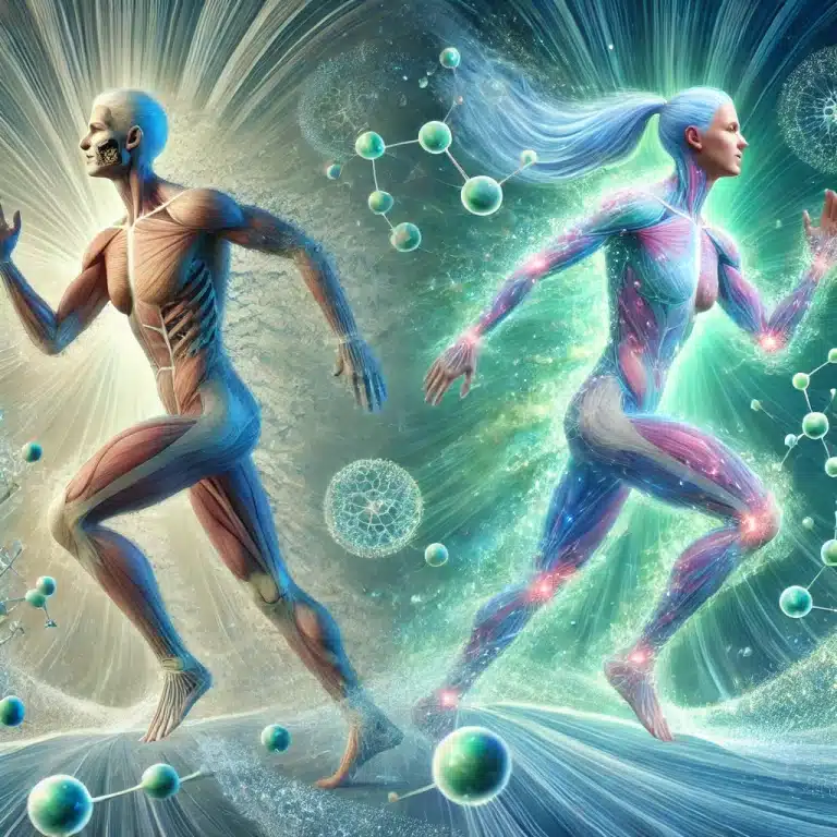 Visualisierung der regenerativen Wirkung von Sport – Bewegung aktiviert Zellreparatur, steigert die Mitochondrienfunktion & verlangsamt den Alterungsprozess